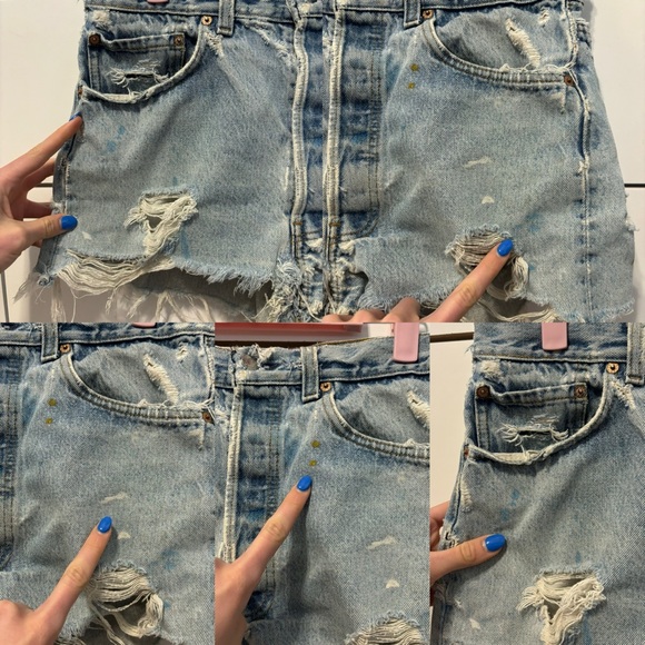 VINTAGE Levi’s Distressed Shredded Denim Shorts - Picture 10 of 12